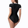 thumbnail image 4 of Jamicy One Piece Swimsuit for Women Tummy Control Beachwear for Women Women One Piece Rash Guard Zipper Short Sleeve Sun Protection Surf Rashguard Boyleg Swimsuit Bathing Suits Swimwear, 4 of 7
