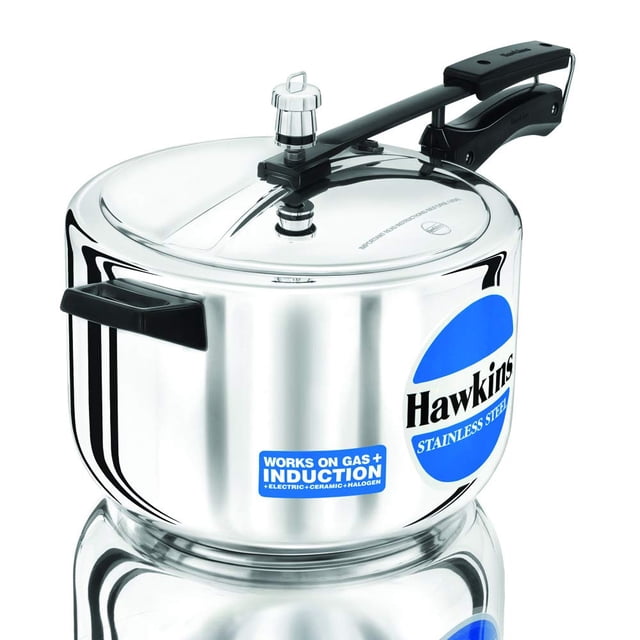 Silver Pressure Cooker 8 Liters, Stainless Steel Inner Lid Cooker, Induction Cooker (HSS80) - For 8 To 11 Persons