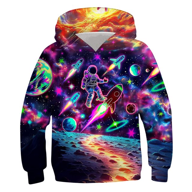 RXIRUCGD Chemise pour Enfants à Manches Longues T-shirt Imprimé Col Rond Cool Garçon Sweat à Capuche (Violet, Taille:9 Ans)