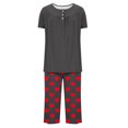 thumbnail image 4 of Timegard Ensembles Lounge pour Femmes Col Rond Manches Courtes Haut Plissé Pantalon Capri à Imprimé avec Poches Tenues de Pyjama Confortables, 4 of 7