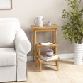 thumbnail image 2 of Gymax Multi-function 3 Tier Step Stool 3 in 1 Folding Ladder 24'' Storage Shelf Coffee, 2 of 10