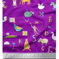 thumbnail image 1 of Soimoi polyester Crepe Fabric Alphabets,Birds & Animals Kids Decor Fabric Printed Yard 42 Inch Wide, 1 of 1