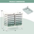 thumbnail image 3 of Costway 12-Drawer Rolling Art & Craft Storage Cart with Removable Drawers, Metal Frame, Lockable Wheels Gradient Green, 3 of 6