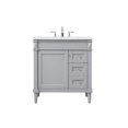 thumbnail image 3 of Pemberly Row Meuble-Lavabo de Salle de Bain Simple en Aluminium MDF de 32 Pouces Gris, 3 of 8