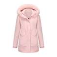 thumbnail image 1 of Women's Solid Mid Length Jacket With Large Collar And Warm Winter Coat,Size:XXL, 1 of 8