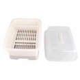 thumbnail image 4 of Dish Drying Rack and Drain Board with Lid Cover, Minimalist Dustproof Space Saving, Kitchen Plate Cup Dish Drying Rack Tray Cutlery Dish Drainer [L], 4 of 5