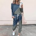 thumbnail image 2 of CHOK Womens Sport Set Long Sleeve Patchwork Color with Loose Cozy Petite Sweatpant Trendy Fall Winter Suits (X-Large  Pink), 2 of 5