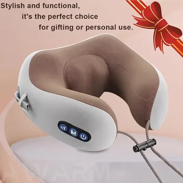 Masseur de Cou Électrique, Oreiller de Massage en Forme de U avec Éponge à Mémoire Durable, Oreiller de Massage avec Chaleur
