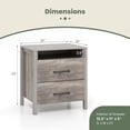 thumbnail image 3 of Gymax Nightstand w/ 2 Drawers Farmhouse Bed Side Table w/ Open Storage Shelf, 3 of 9