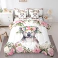 thumbnail image 1 of YST Cartoon Koala Bedding Comforter Set, 7-Piece, Chic Cherry Blossoms Cute Animal Queen Bedding Set, Pink Roses Watercolor Hand Drawn, 1 of 4
