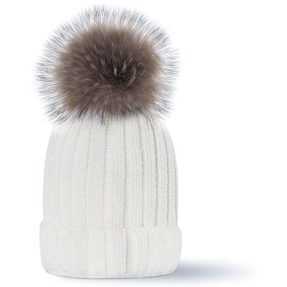 Womens Winter Knit Beanie Pom Pom Hats Soft Acrylic Hat Tuque Pour Femme Slouchy Warm Hat Ski Hat