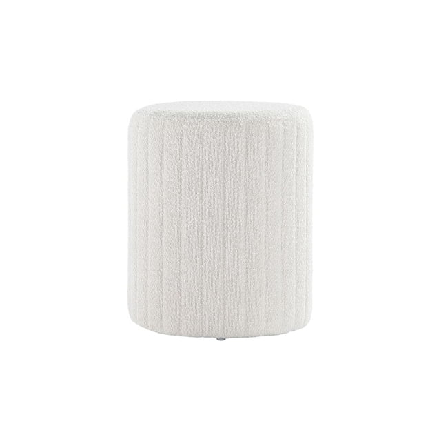 Get Set Style Tulum Round Boucle Ottoman with Comfy Padded Seat (White)