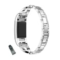 thumbnail image 1 of Bracelet de Montre en Acier Inoxydable Bling en Forme de X, Bracelet Ajustable de Remplacement, Sangle de Sport pour Fitbit Charge 2/Fitbit Charge 3 pour Femmes - Argent, 1 of 1