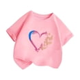 thumbnail image 3 of PMVFHDE T-Shirt d'Été à Manches Courtes pour Filles - Haut Décontracté à Col Rond avec Imprimé Graphique, T-Shirt en Coton Respirant pour Superposition pour Tout-Petits à Préados Rose, 5-6 Ans, 3 of 5