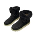 thumbnail image 2 of Styesk Bottes pour Femmes Femmes Mode Retournement Cheveux Bout Rond Ajouter Velours Tube Court Chaussures Rembourrées Bottes de Neige Bottes de Travail pour Femmes, 2 of 3