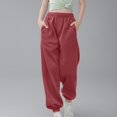 thumbnail image 3 of Girls Linen Pants Pants for Gymnastics Girls Medium And Large Children Casual Girls Solid Color Drawstring Sweatpants, 3 of 6
