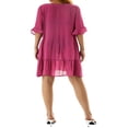 thumbnail image 2 of MesaSe Robe de Plage Ample pour Femmes à Manches Courtes, Col en V, Unie, à Volants, 2 of 6