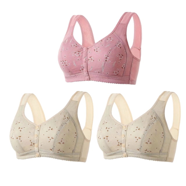 AherBiu 3pc Plus Size Bras for Women Front Closure Full Coverage Comfort Bralettes Push up Wireless Lingerie