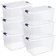 thumbnail image 1 of Sterilite 66 Quart Clear Plastic Latching Storage Container Tote, 6 Pack, 1 of 11
