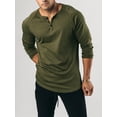 thumbnail image 3 of FAROOT Men's Spring Autumn Casual T-shirt Solid Color Long Sleeve Crewneck Button Down Shirt Tops, 3 of 6