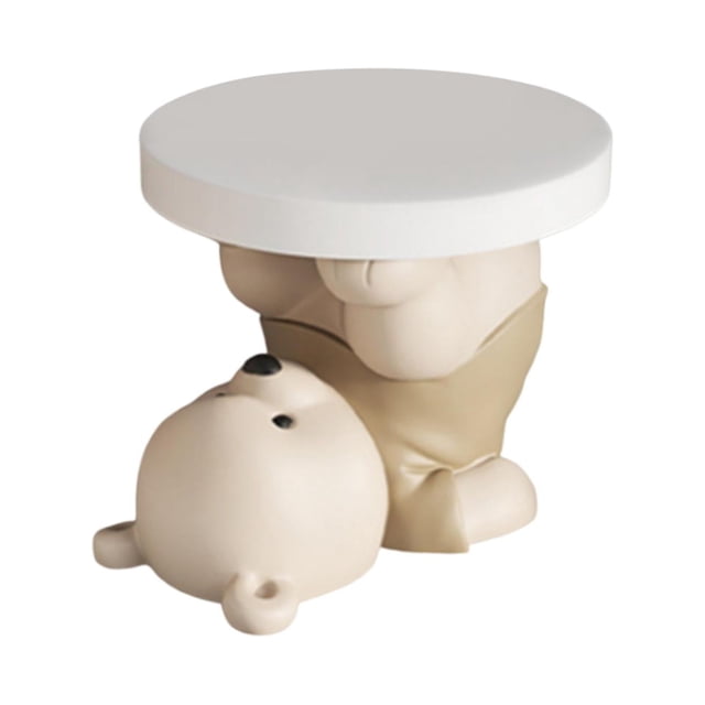 veasfak Bear Statue Side Table End Table Coffee Table Sofa Corner Table for Bedroom Home Brown
