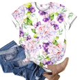 thumbnail image 4 of Économies du Printemps! CEHVOM T-Shirts Graphiques Floraux pour Femmes, T-Shirt à Manches Courtes Boho à Imprimé Paysage Floral pour Femmes, Col Rond Ample Décontracté d'Été Décontracté Ample Basique Confortable T-Shirts Boho Hauts 2023, 4 of 5