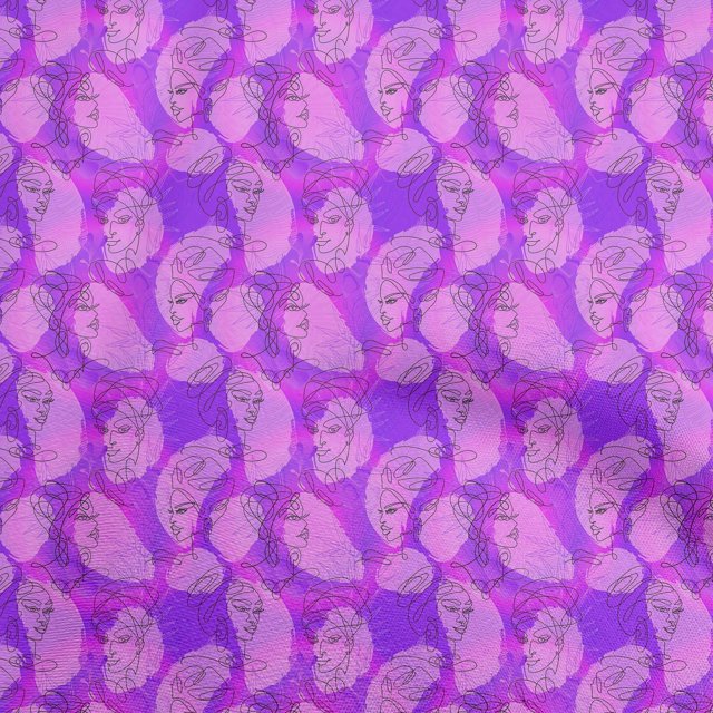 oneOone Tissu Polyester Spandex Violet Illustration Abstraite Matériel de Robe Tissu Imprimé Tissu au Mètre 56 Pouces de Large