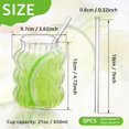 thumbnail image 2 of HLONK Ikopy 8Pcs 650ml Ribbed Glass Cups Set Creative Wavy Drinking Glasses Clear Glassware Drinking Glasses Straws for Coffee Cocktail Juice Water Soda Tea, 2 of 10