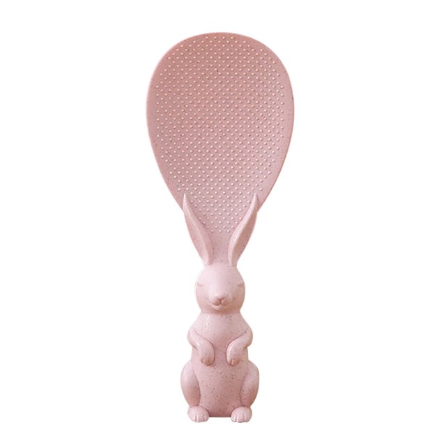 Oleegame 1PC Stainless Steel Cutlery Set Cute And Creative Rabbit Can Be Vertical Non Stick Rice Spoon Rice Shovel Straw Plastic Rice Spoon