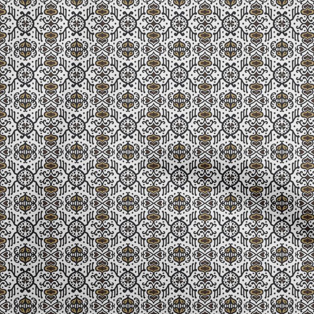 oneOone Rayon Brown Fabric Asian Block Craft Projects Decor Fabric Printed By The Yard 56 Inch Wide