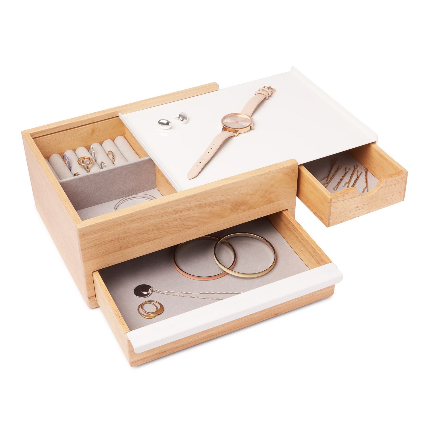 Umbra Stowit Jewelry Box,White/Natural