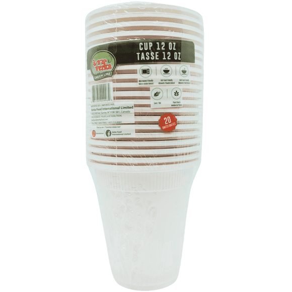 Verka Green Line Compostable 12 oz Tasses - 20 pièces