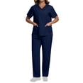 thumbnail image 1 of V Neck Scrubs for Women Set Scrubs Top Drawstring Straight Pants 4 Way Stretch Medical Nursing Uniforms Matching Sets, 1 of 6