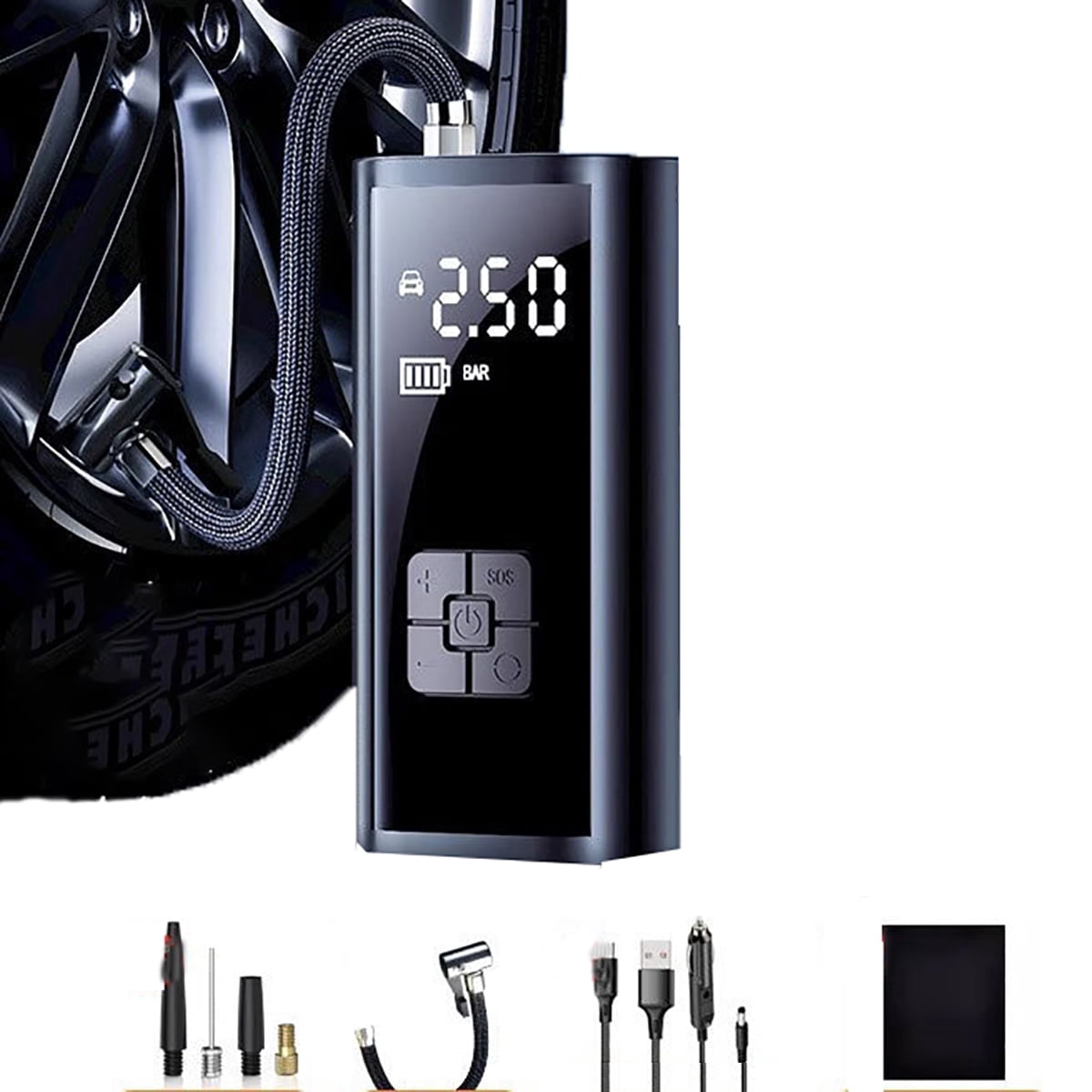 Tire Inflator 120 PSI,Charge and Plug Portable Air Pump,19L/Min Fast Inflation for Cars,Electric Cars,Motorcycles,Balls, Etc