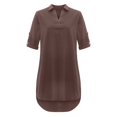 thumbnail image 3 of CHUANK Liquidation Robes d'Été pour Femmes Mode Femmes Grande Taille Uni Coton Lin Col Rabattu Robe-Chemise Ample, 3 of 5
