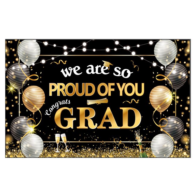 EXtraLarge Congrats Grad Banner 180x110 Cm | Graduation Party Decorations Black And Gold | Graduation Banner | Graduation Decorations Class Of | Red Graduatio