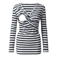 thumbnail image 1 of KIHOUT Vêtements de Maternité pour Femmes Liquidation Mode pour Dames à Rayures Imprimées Manches Longues Allaitement Haut Décontracté, 1 of 9