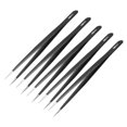 thumbnail image 1 of Unique Bargains ESD Pinces Antistatiques en Acier Inoxydable Pointe Droite 5,6 Pouces Longueur 5 Pcs, 1 of 5
