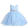 thumbnail image 1 of hoksml Robes d'Été, Robes pour Filles, Robe pour Enfants Filles Sans Manches Robe de Princesse Nœud Papillon Dentelle Fleurs Robe en Maille Robe Tuftée Liquidation, 1 of 9