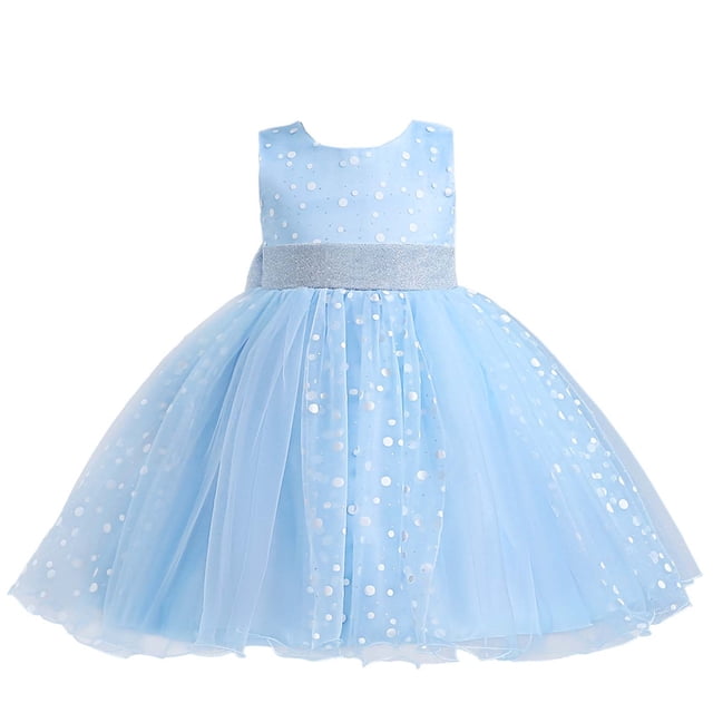 hoksml Robes d'Été, Robes pour Filles, Robe pour Enfants Filles Sans Manches Robe de Princesse Nœud Papillon Dentelle Fleurs Robe en Maille Robe Tuftée Liquidation