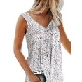 thumbnail image 1 of Innerwin Haut d'Été Col en V Débardeurs pour Femmes Imprimé Floral Boho T-Shirts Blanc L, 1 of 5