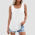 thumbnail image 2 of Plebaso Débardeurs d'Été pour Femmes Plissés Sans Manches Chemises Amples Col Rond Décontracté Blouse T-Shirt Uni P-5TG, 2 of 6