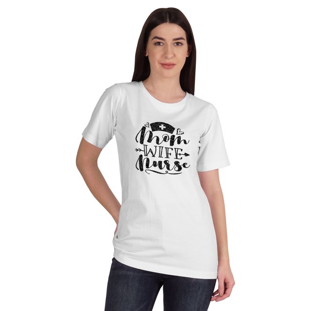 Inkmeso T-shirt Maman Épouse Infirmière Hauts pour Femmes T-shirt Graphique à Col Rond
