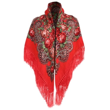 Foulard Babouchka Russe pour Femmes, Châle Foulard, Grande Taille, Traditionnel Rétro, Style Ukraine, Imprimé, à Franges, Foulards Carrés