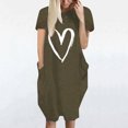 thumbnail image 2 of Pisexur Robe Maxi pour Femme Grande Taille Été Décontractée à Imprimé Cœur à Manches Courtes Col Rond Ample Unie Chemise de Nuit Plissée Robe de Sommeil Confortable avec Poches, 2 of 5