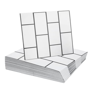 Uxcell 20 Pcs Carreaux de Marbre Pelables et Autocollants Panneau Mural Imperméable Dosseret pour Salle de Bain 12"x12 Pouces Design Brique Blanche
