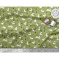 thumbnail image 2 of Soimoi Green Polyester Crepe Fabric Mushroom,Oaknut & Rabbit Animal Printed Fabric 1 Yard 42 Inch Wide, 2 of 3