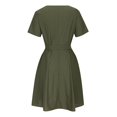thumbnail image 4 of EIMELI Robe Décontractée pour Femme avec Nœud et Ceinture en Coton et Lin à Manches Courtes Robe Confortable de Plage, 4 of 9