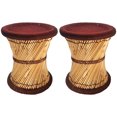 thumbnail image 1 of Natural Geo Tabouret d'Appoint en Murène (Ensemble de 2) - Brun Tissé à la Main, 1 of 4
