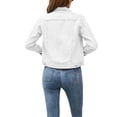thumbnail image 3 of WIFORNT Womenacute;s Solid Color Denim Jacket, Casual Long Sleeve Button Down Chest Pocket Jean Jacket, 3 of 7